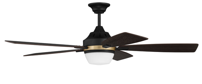 FRS52FBSB5 - Fresco 52" 5 Blade Ceiling Fan with Light Kit - Remote & Wall Control - Flat Black / Sa