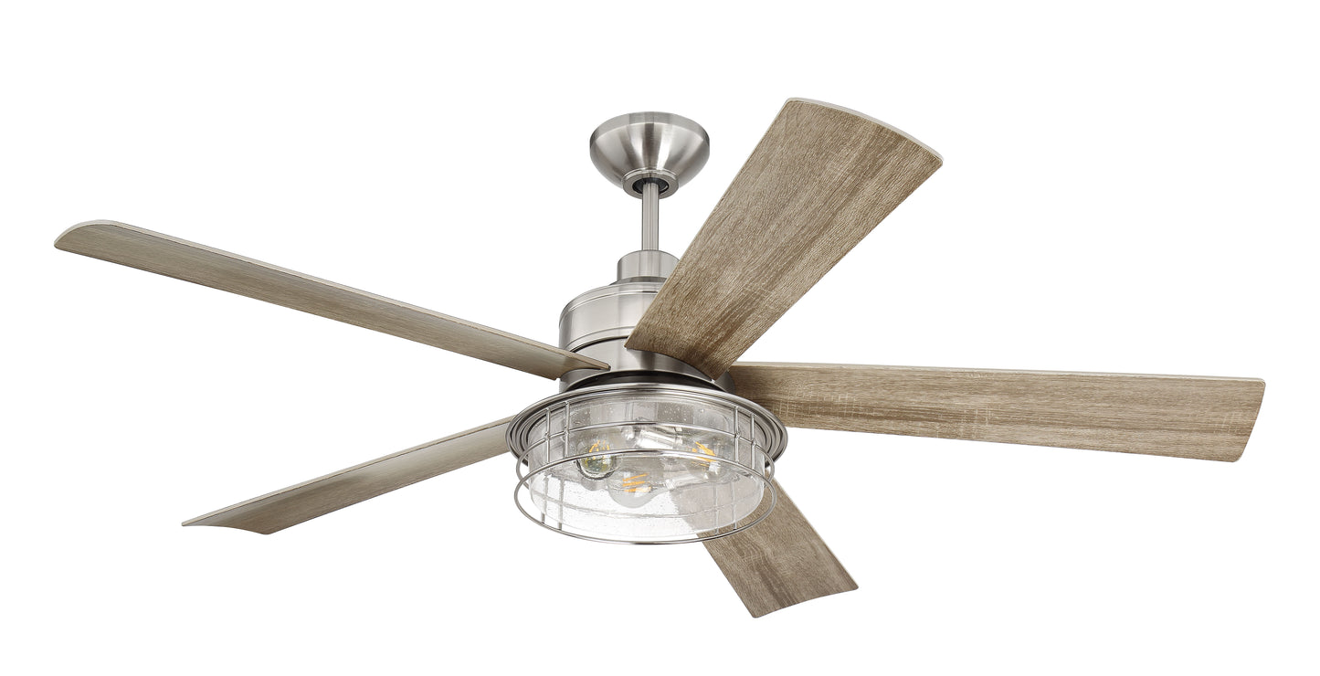 GAR56BNK5 - Garrick 56" 5 Blade Ceiling Fan with Light Kit - Remote & Wall Control - Brushed Polishe