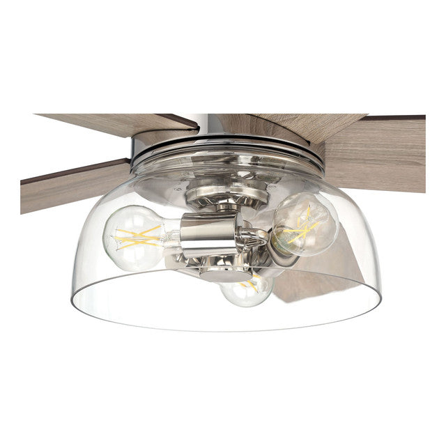 GBN52PLN5 - Gibson 52" 5 Blade Ceiling Fan with Light Kit - Wi-Fi Remote Control - Polished Nickel