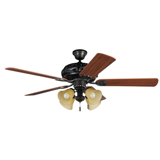 GD52ABZ5C - Grandeur 52" 5 Blade Ceiling Fan with Light Kit - Pull Chain - Aged Bronze Brushed