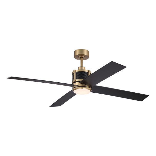 GRG56SBFB4 - Gregory 56" 4 Blade Ceiling Fan with Light Kit - Wi-Fi Remote Control - Satin Brass / F