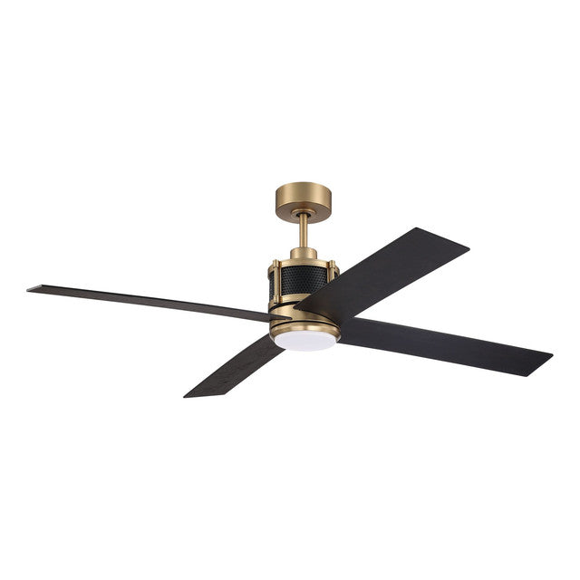 GRG56SBFB4 - Gregory 56" 4 Blade Ceiling Fan with Light Kit - Wi-Fi Remote Control - Satin Brass / F