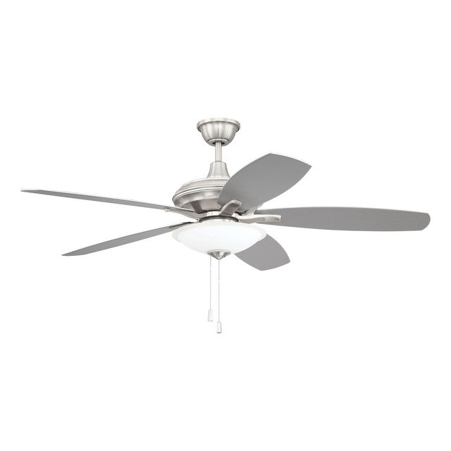 JAM52BNK5-LED - Jamison 52" 5 Blade Ceiling Fan with Light Kit - Pull Chain - Brushed Polished Nicke