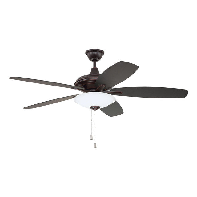 JAM52OBG5-LED-FBGW - Jamison 52" 5 Blade Ceiling Fan with Light Kit - Pull Chain - Oiled Bronze Gild