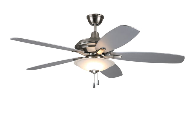 JAM52BNK5-LED-FBGW - Jamison 52" 5 Blade Ceiling Fan with Light Kit - Pull Chain - Brushed Polished