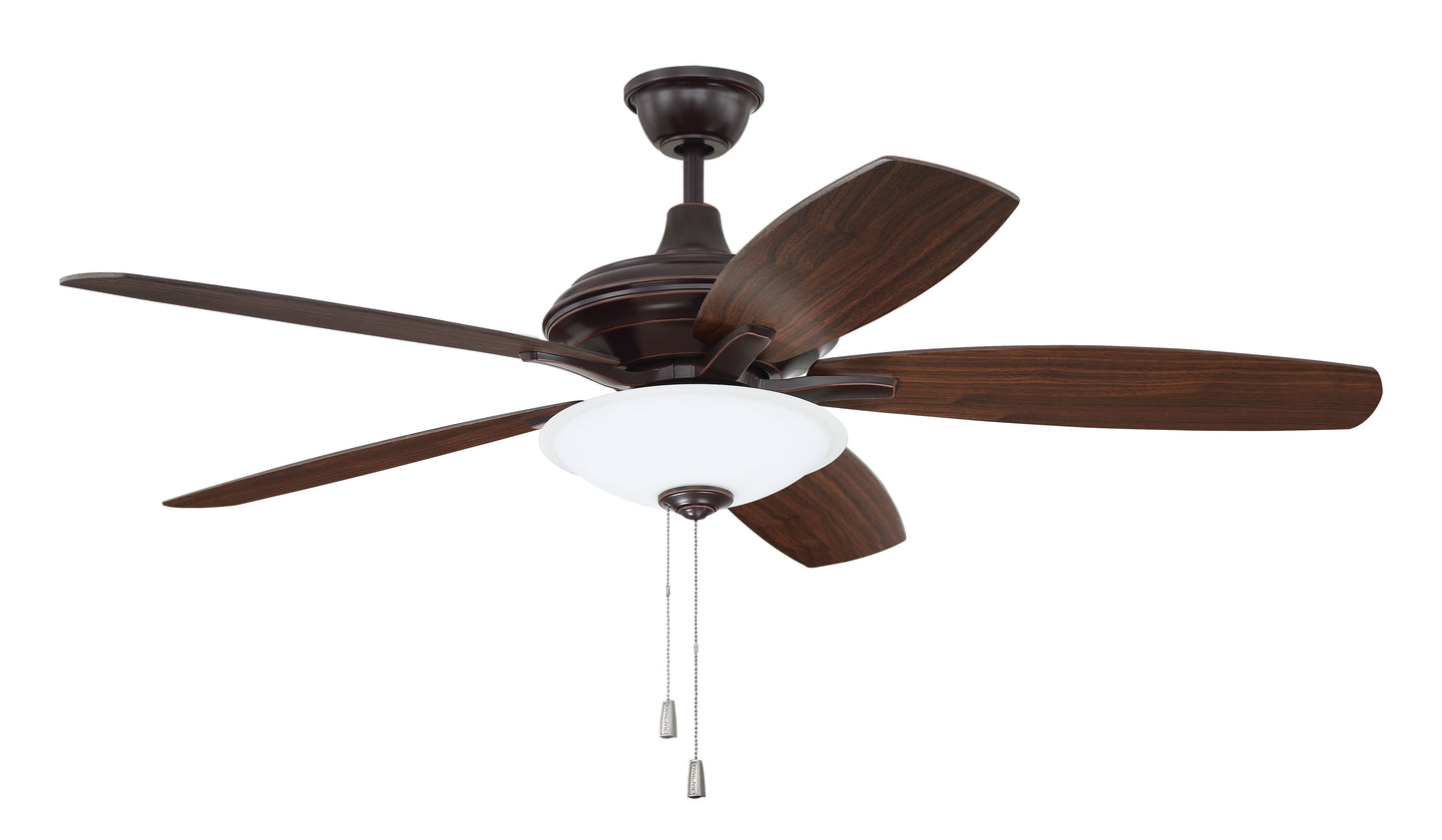 JAM52OBG5-LED - Jamison 52" 5 Blade Ceiling Fan with Light Kit - Pull Chain - Oiled Bronze Gilded