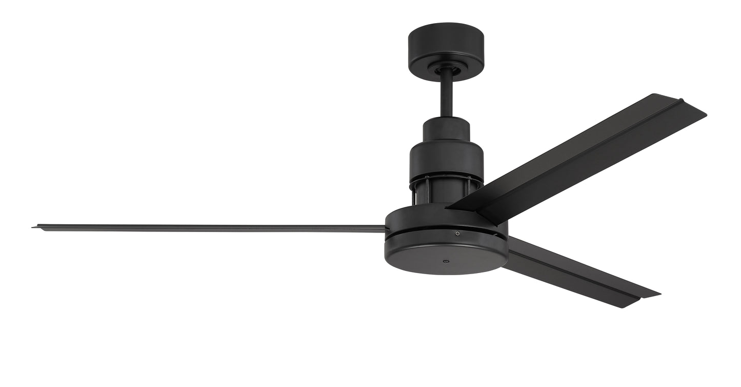 MND54FB3 - Mondo 54" 3 Blade Indoor / Outdoor Ceiling Fan - Remote & Wall Control - Flat Black