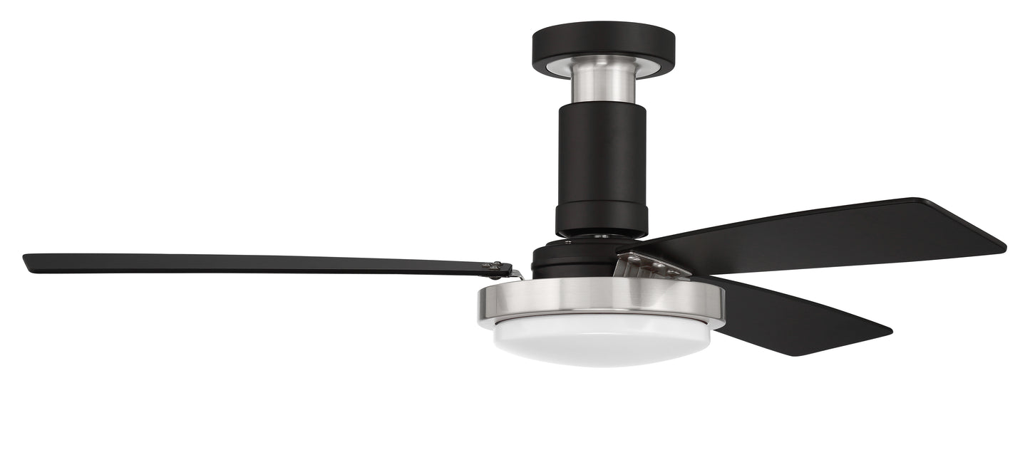 MNG52FBBNK3 - Manning 52" 3 Blade Ceiling Fan with Light Kit - Remote Control - Flat Black / Brushed