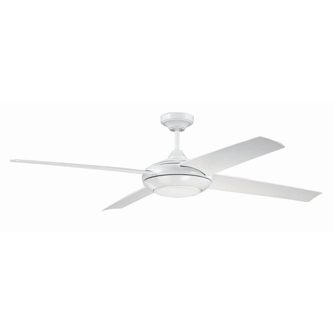 MOD60W4 - Moderne 60" 4 Blade Ceiling Fan with Light Kit - Remote & Wall Control - White