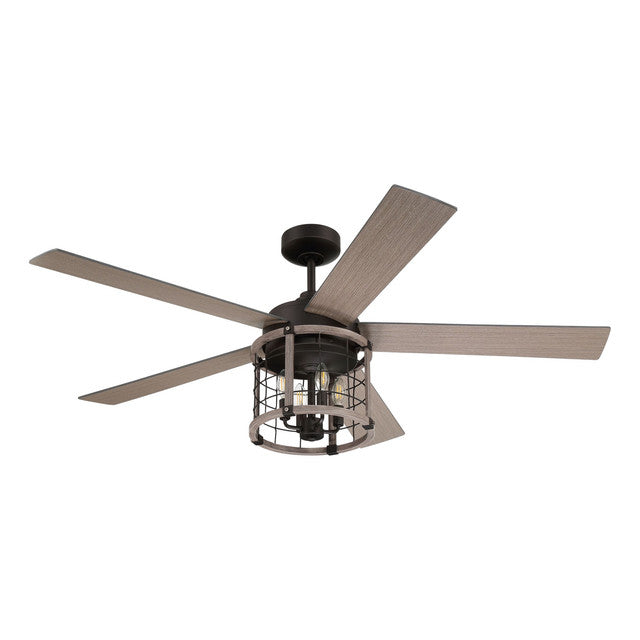 NIC56FBLW5 - Nicolas 56" 5 Blade Ceiling Fan with Light Kit - Remote & Wall Control - Flat Black / L