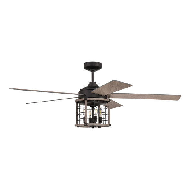 NIC56FBLW5 - Nicolas 56" 5 Blade Ceiling Fan with Light Kit - Remote & Wall Control - Flat Black / L