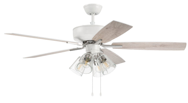P104WPLN5-52WWOK - Pro Plus 104 52" 5 Blade Ceiling Fan with Light Kit - Pull Chain - White / Polish