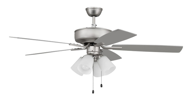 P114BN5-52BNGW - Pro Plus 114 52" 5 Blade Ceiling Fan with Light Kit - Pull Chain - Brushed Satin Ni