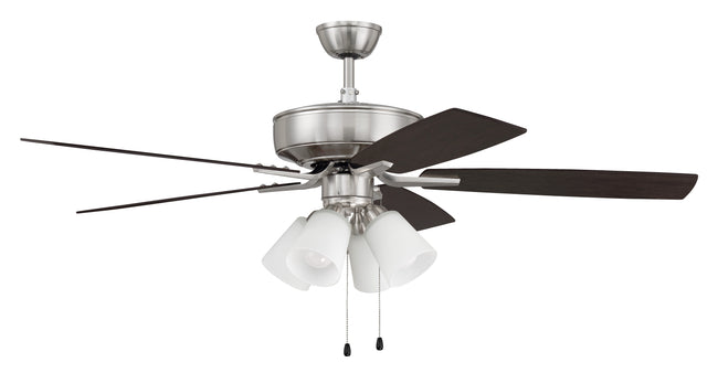 P114BNK5-52DWGWN - Pro Plus 114 52" 5 Blade Ceiling Fan with Light Kit - Pull Chain - Brushed Polish
