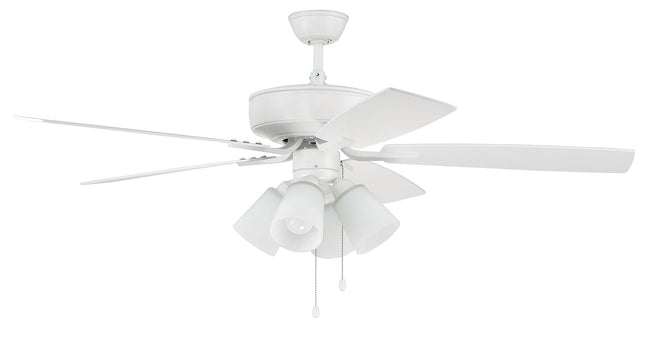 P114W5-52WWOK - Pro Plus 114 52" 5 Blade Ceiling Fan with Light Kit - Pull Chain - White