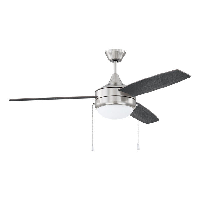 PHA52BNK3-BNGW - Phaze 52" 3 Blade Ceiling Fan with Light Kit - Pull Chain - Brushed Polished Nickel