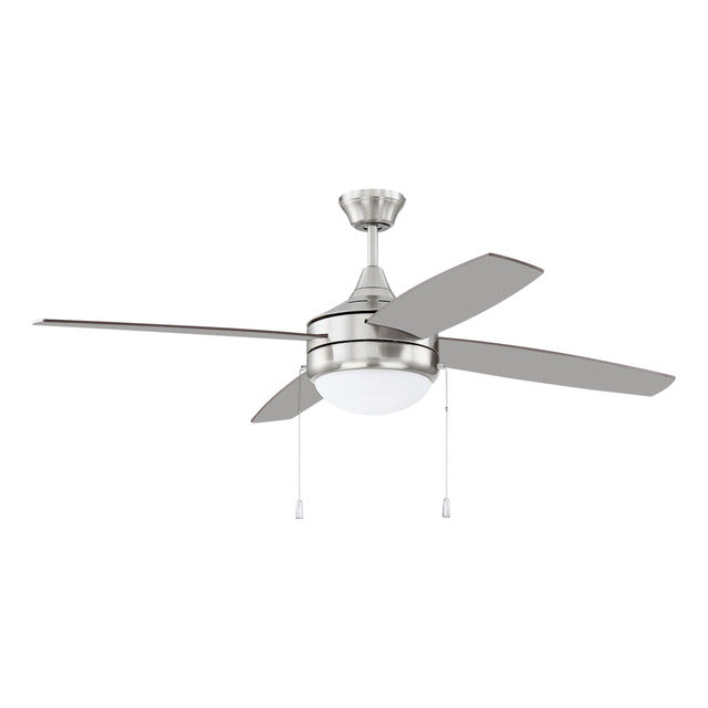 PHA52BNK4-BNGW - Phaze 52" 4 Blade Ceiling Fan with Light Kit - Pull Chain - Brushed Polished Nickel
