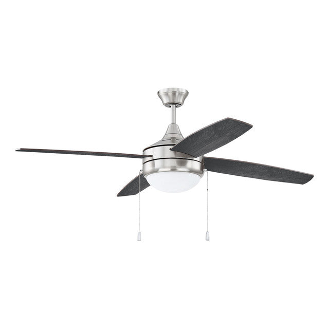 PHA52BNK4-BNGW - Phaze 52" 4 Blade Ceiling Fan with Light Kit - Pull Chain - Brushed Polished Nickel