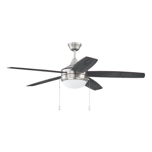 PHA52BNK5-BNGW - Phaze 52" 5 Blade Ceiling Fan with Light Kit - Pull Chain - Brushed Polished Nickel