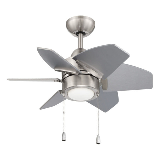 PPT24BNK6 - Propel II 24" 6 Blade Ceiling Fan with Light Kit - Pull Chain - Brushed Polished Nickel