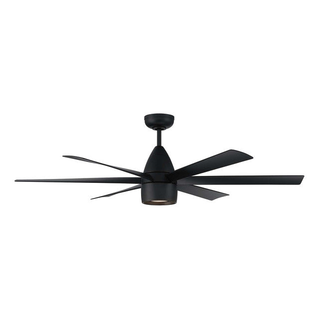QRK54FB6 - Quirk 54" 6 Blade Indoor / Outdoor Ceiling Fan with Light Kit - Wi-Fi Remote Control - Fl