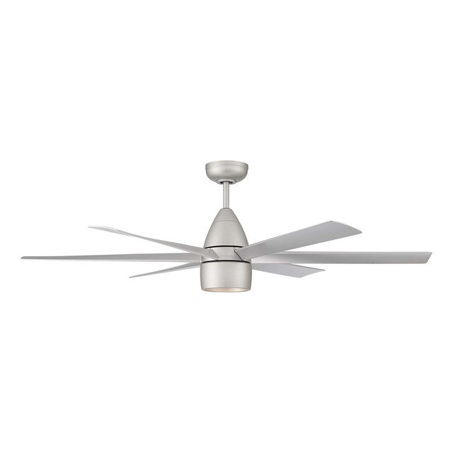QRK54TI6 - Quirk 54" 6 Blade Indoor / Outdoor Ceiling Fan with Light Kit - Wi-Fi Remote Control - Ti