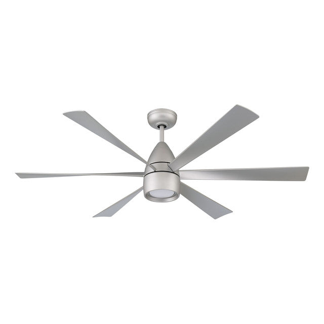 QRK54TI6 - Quirk 54" 6 Blade Indoor / Outdoor Ceiling Fan with Light Kit - Wi-Fi Remote Control - Ti