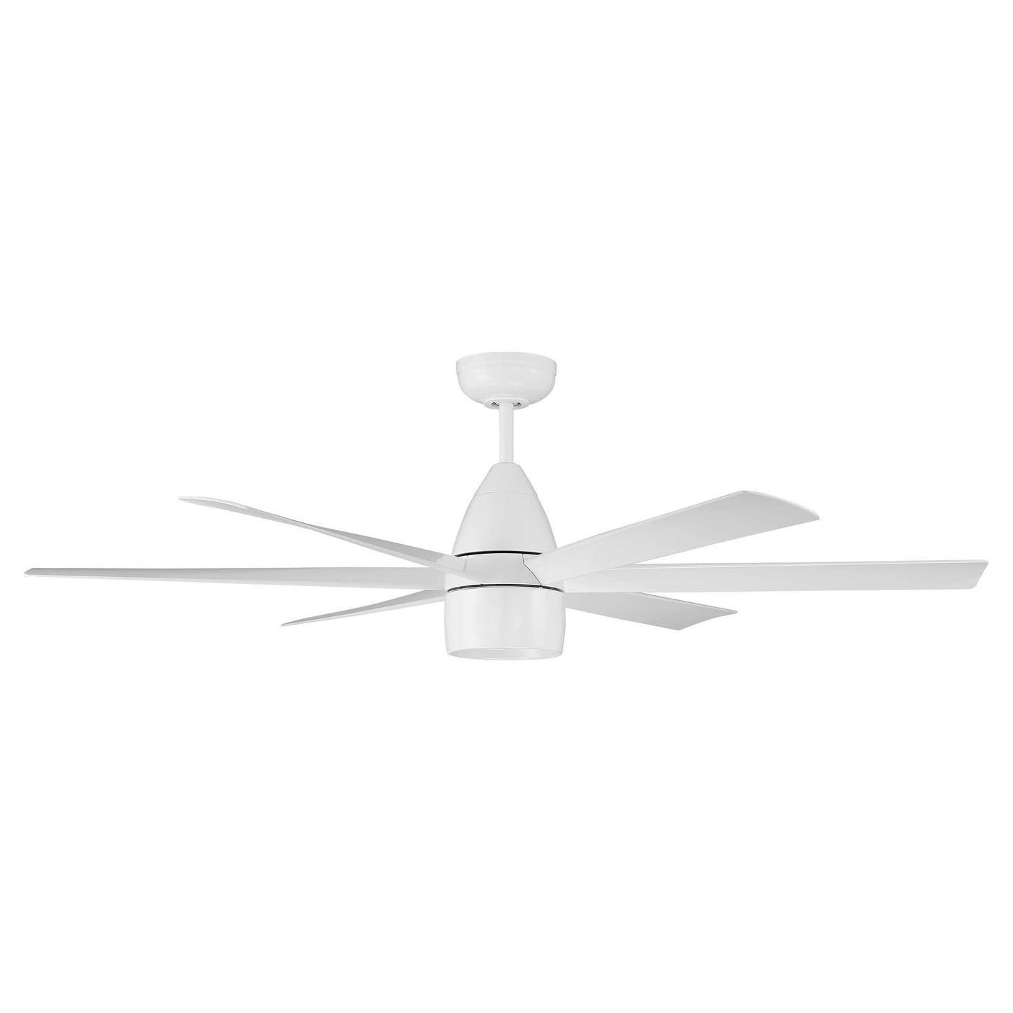 QRK54W6 - Quirk 54" 6 Blade Indoor / Outdoor Ceiling Fan with Light Kit - Wi-Fi Remote Control - Whi