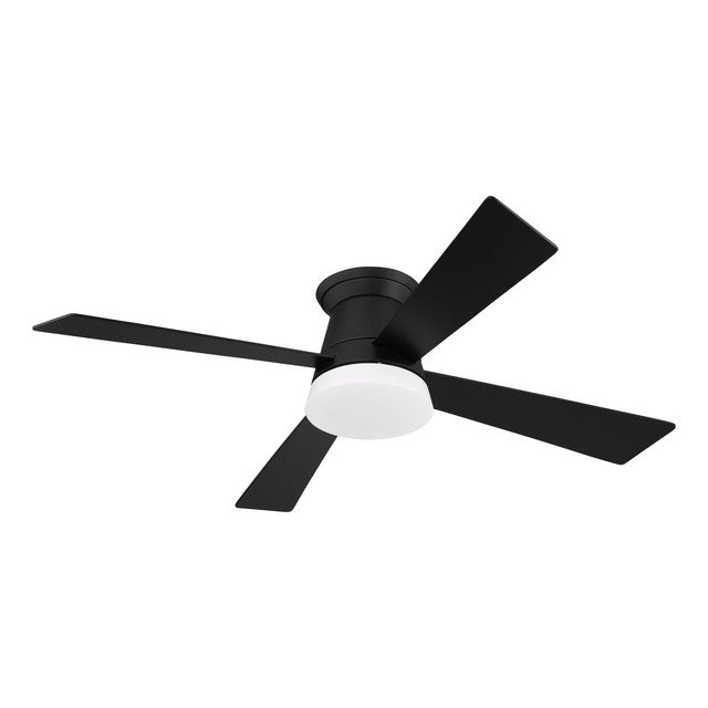 REV52FB4 - Revello 52" 4 Blade Ceiling Fan with Light Kit - Remote & Wall Control - Flat Black