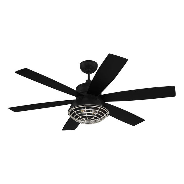 RGD52FBPN6 - Rugged 52" 6 Blade Indoor / Outdoor Ceiling Fan with Light Kit - Remote/WiFi - Flat Bla
