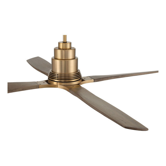 RIC60SB4 - Ricasso 60" 4 Blade Ceiling Fan with Light Kit - Remote & Wall Control - Satin Brass