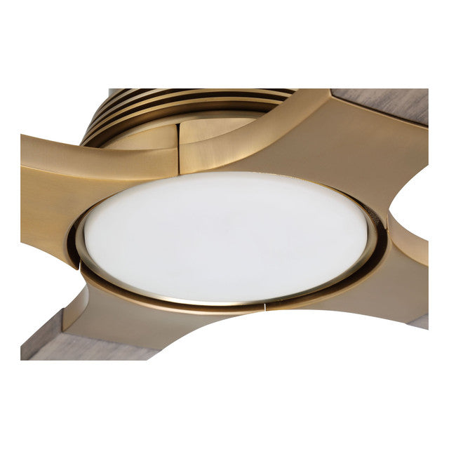 RIC60SB4 - Ricasso 60" 4 Blade Ceiling Fan with Light Kit - Remote & Wall Control - Satin Brass