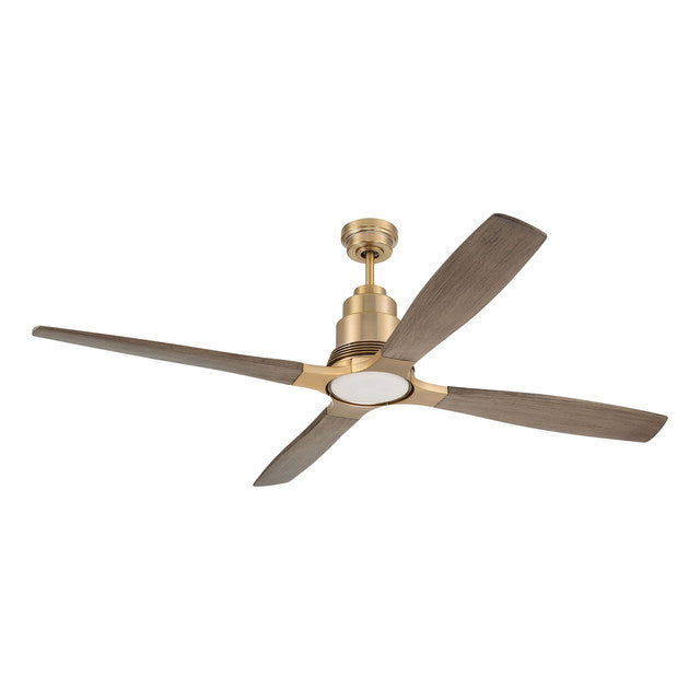RIC60SB4 - Ricasso 60" 4 Blade Ceiling Fan with Light Kit - Remote & Wall Control - Satin Brass