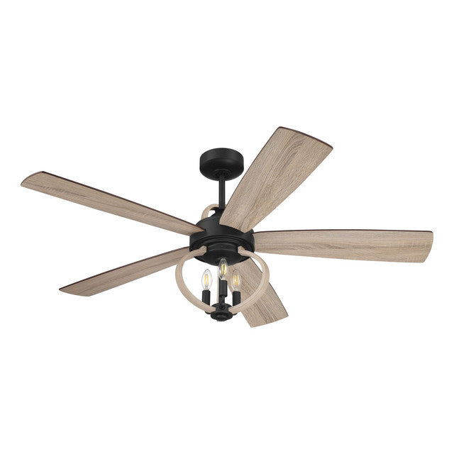 RSE52FB5 - Reese 52" 5 Blade Indoor / Outdoor Ceiling Fan with Light Kit - Wi-Fi Remote Control - Flat Black