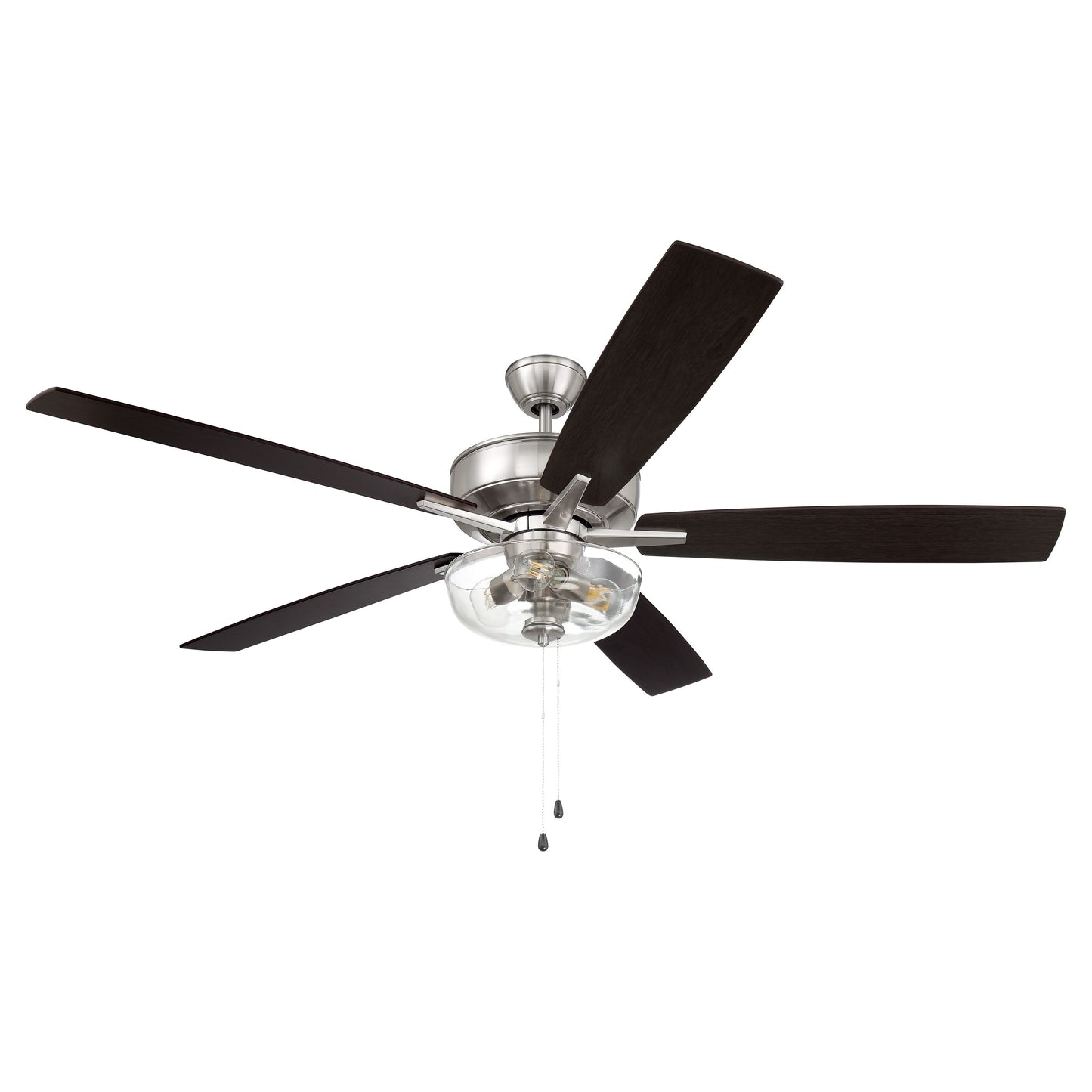 S101BNK5-60DWGWN - Super Pro 101 60" 5 Blade Ceiling Fan with Light Kit - Pull Chain - Brushed Polis