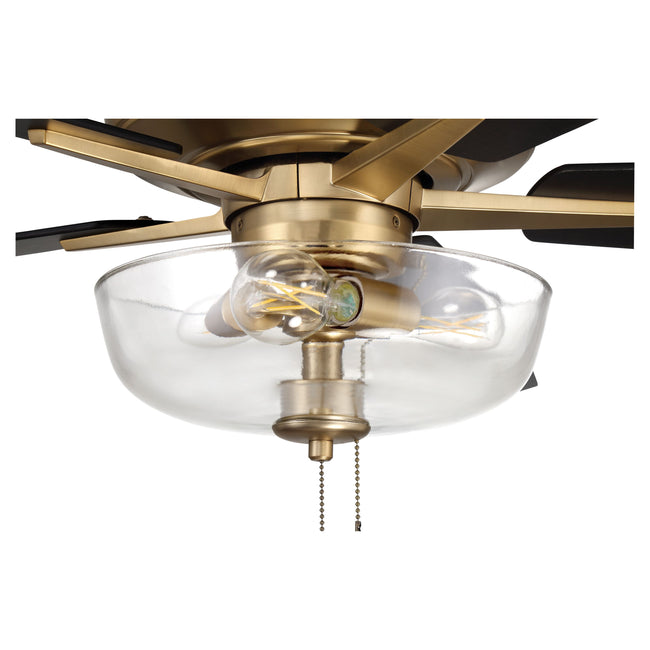 S101SB5-60BWNFB - Super Pro 101 60" 5 Blade Ceiling Fan with Light Kit - Pull Chain - Satin Brass
