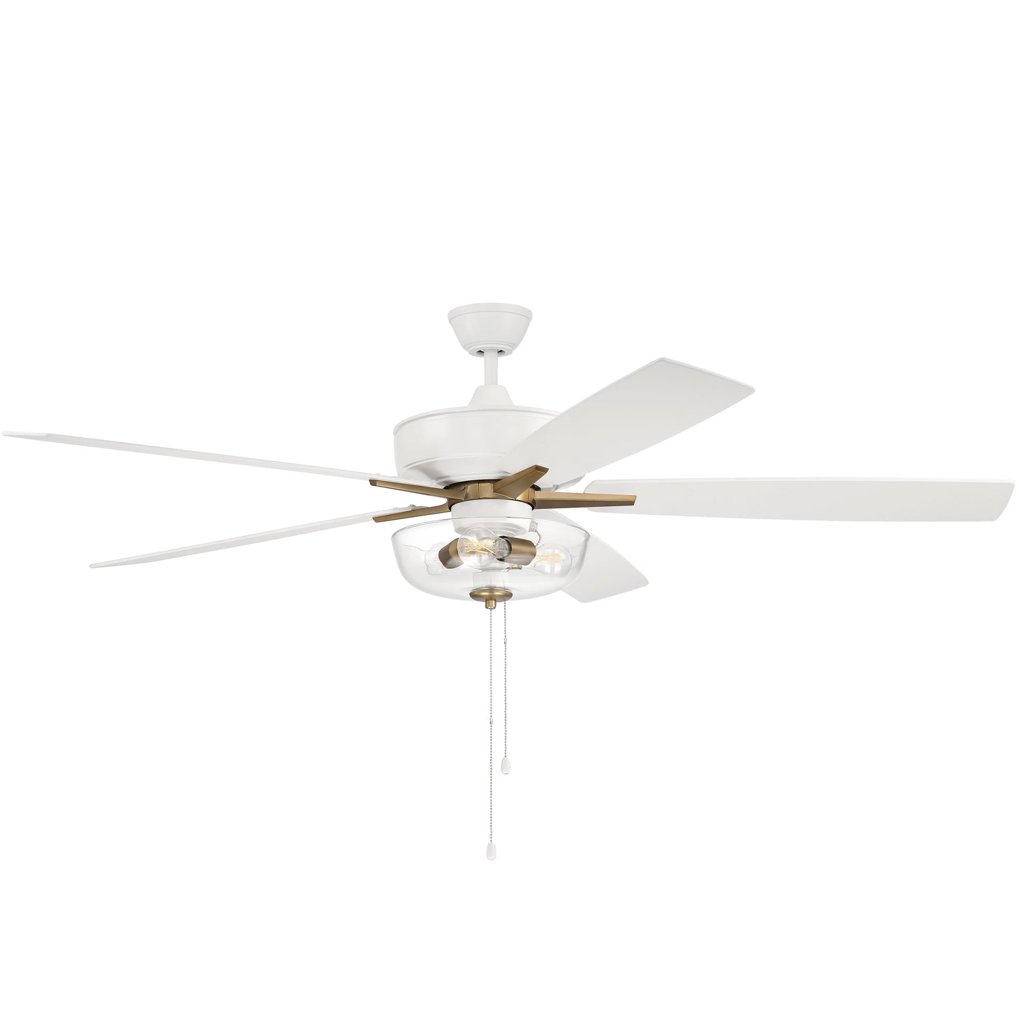 S101WSB5-60WWOK - Super Pro 101 60" 5 Blade Ceiling Fan with Light Kit - Pull Chain - White / Satin