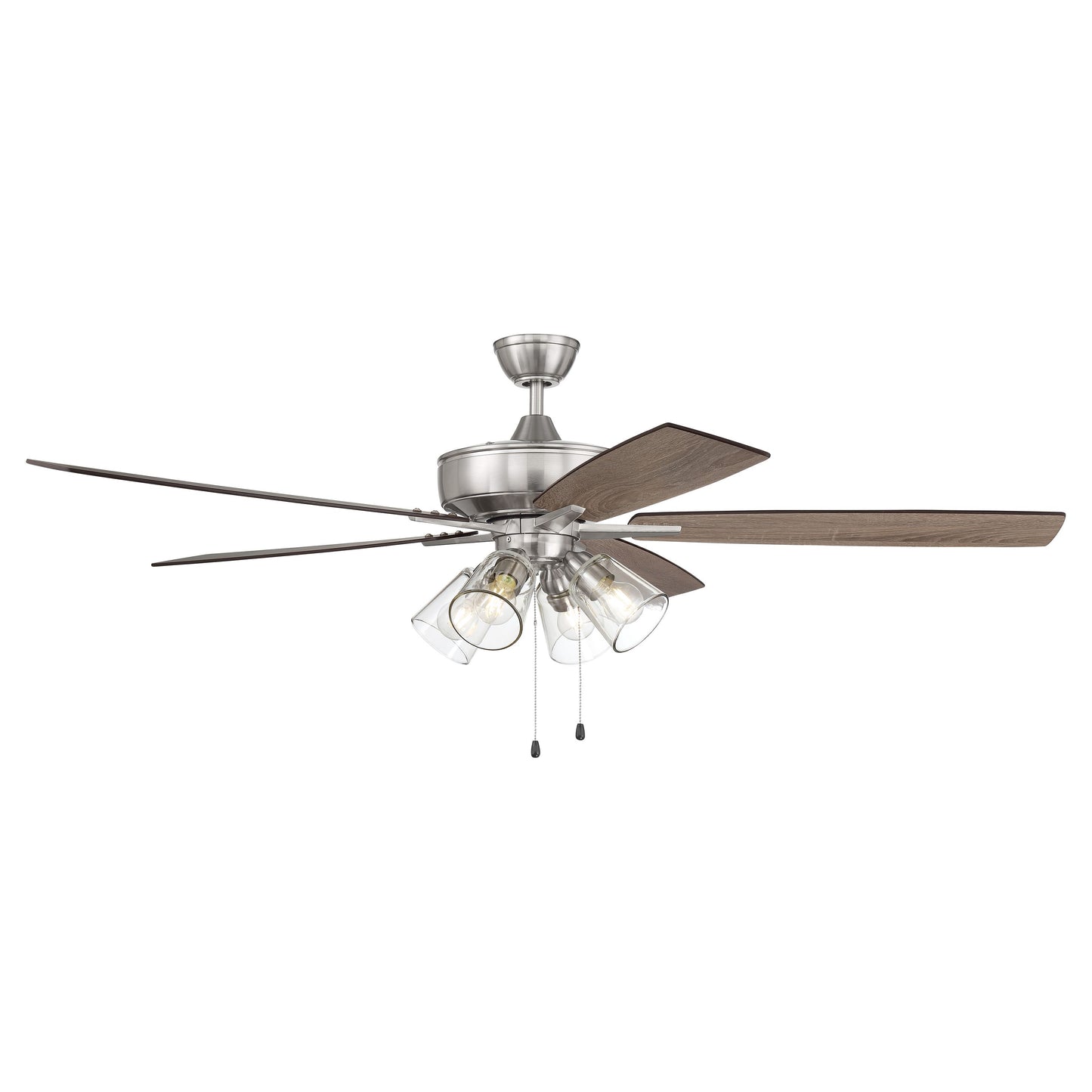 S104BNK5-60DWGWN - Super Pro 104 60" 5 Blade Ceiling Fan with Light Kit - Pull Chain - Brushed Polis