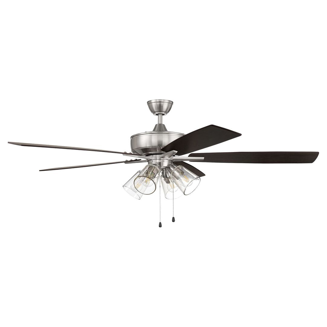 S104BNK5-60DWGWN - Super Pro 104 60" 5 Blade Ceiling Fan with Light Kit - Pull Chain - Brushed Polis