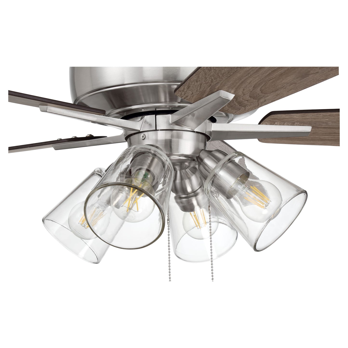 S104BNK5-60DWGWN - Super Pro 104 60" 5 Blade Ceiling Fan with Light Kit - Pull Chain - Brushed Polis
