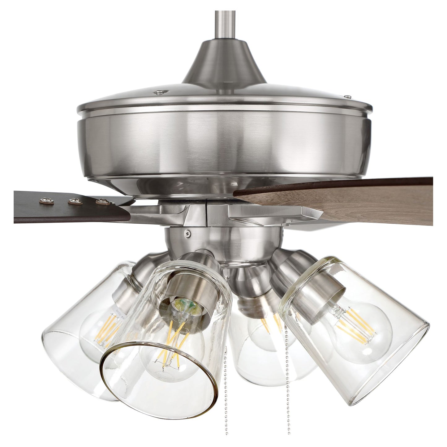 S104BNK5-60DWGWN - Super Pro 104 60" 5 Blade Ceiling Fan with Light Kit - Pull Chain - Brushed Polis