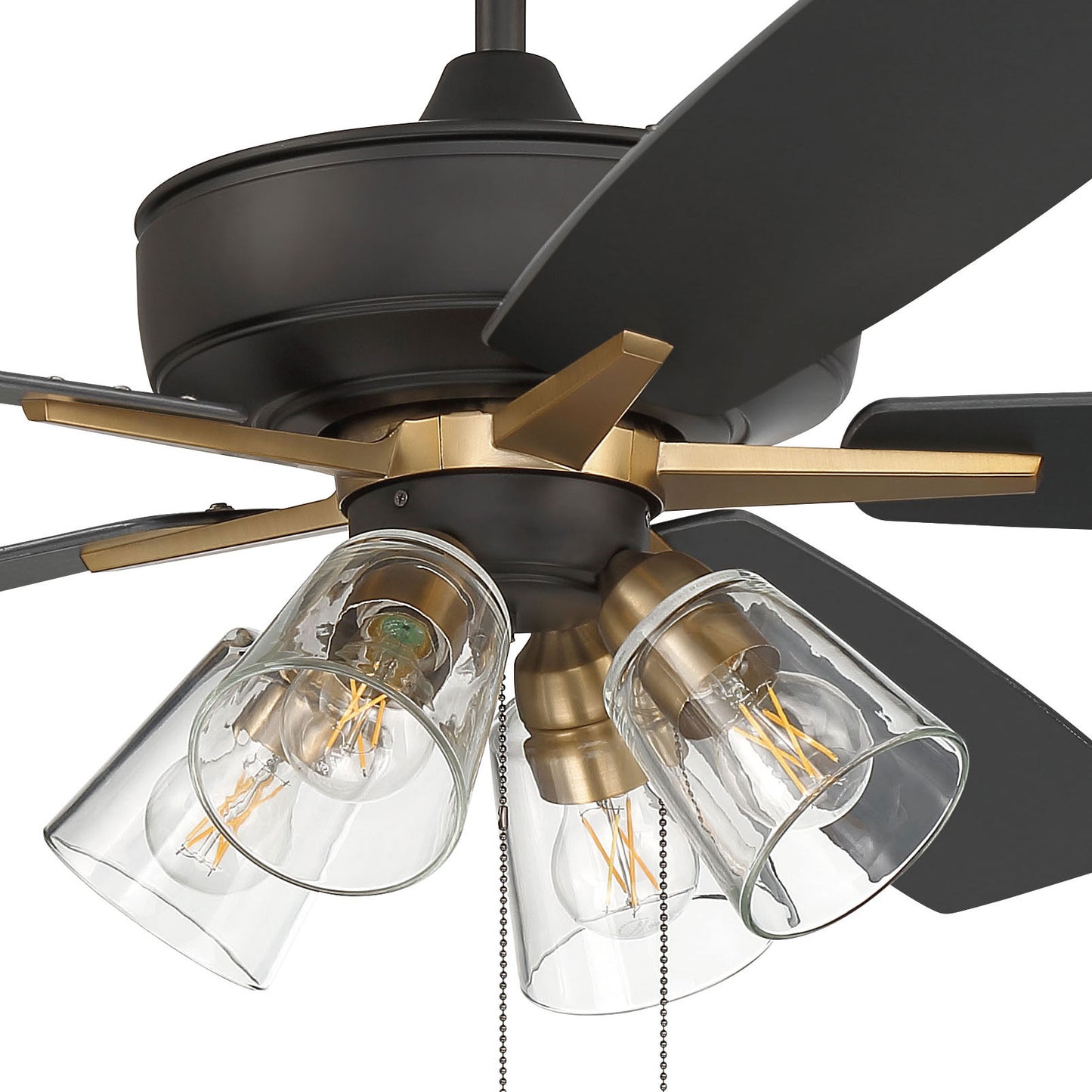 S104FBSB5-60BWNFB - Super Pro 104 60" 5 Blade Ceiling Fan with Light Kit - Pull Chain - Flat Black /