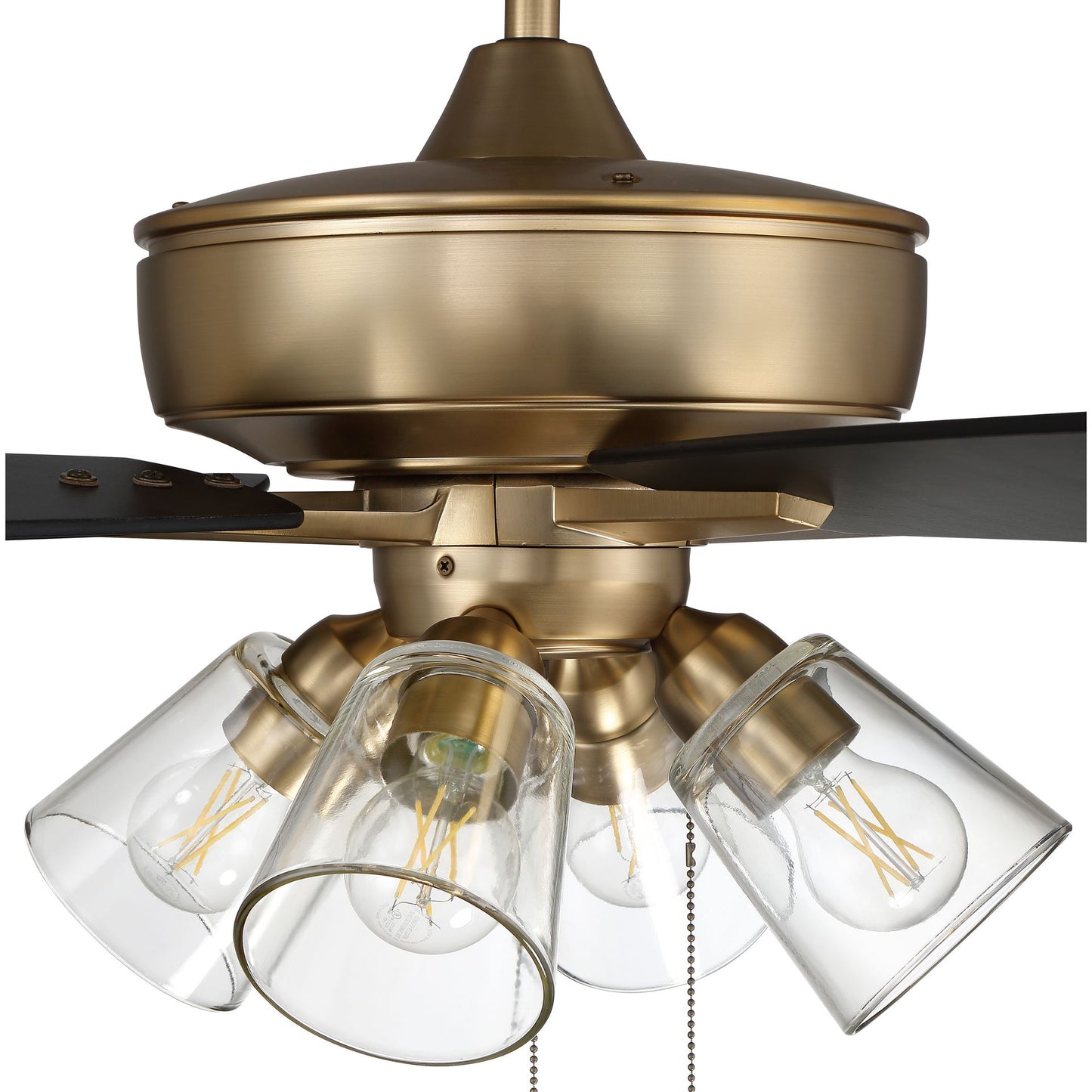 S104SB5-60BWNFB - Super Pro 104 60" 5 Blade Ceiling Fan with Light Kit - Pull Chain - Satin Brass