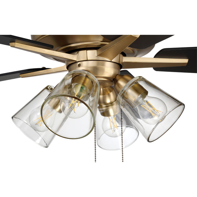 S104SB5-60BWNFB - Super Pro 104 60" 5 Blade Ceiling Fan with Light Kit - Pull Chain - Satin Brass