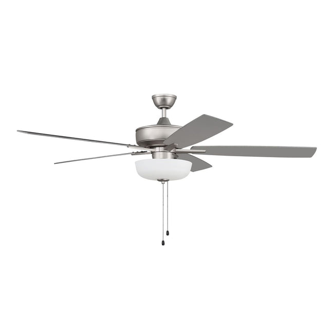 S111BN5-60BNGW - Super Pro 111 60" 5 Blade Ceiling Fan with Light Kit - Pull Chain - Brushed Satin N
