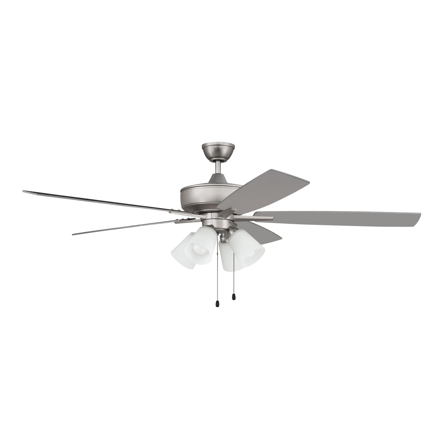 S114BN5-60BNGW - Super Pro 114 60" 5 Blade Ceiling Fan with Light Kit - Pull Chain - Brushed Satin N