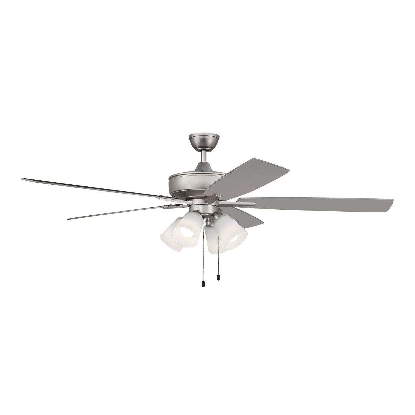S114BN5-60BNGW - Super Pro 114 60" 5 Blade Ceiling Fan with Light Kit - Pull Chain - Brushed Satin N