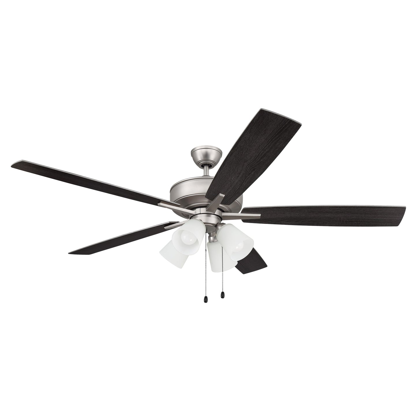 S114BN5-60BNGW - Super Pro 114 60" 5 Blade Ceiling Fan with Light Kit - Pull Chain - Brushed Satin N