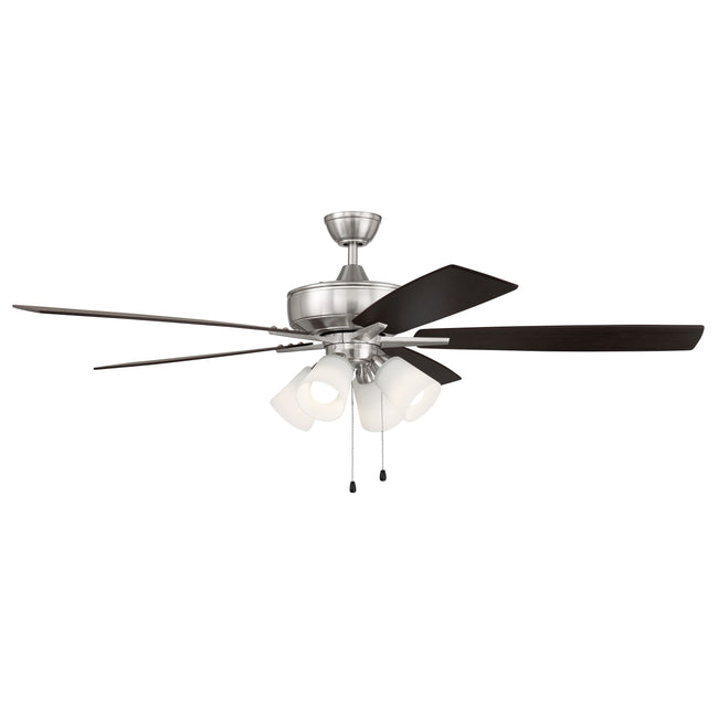 S114BNK5-60DWGWN - Super Pro 114 60" 5 Blade Ceiling Fan with Light Kit - Pull Chain - Brushed Polis