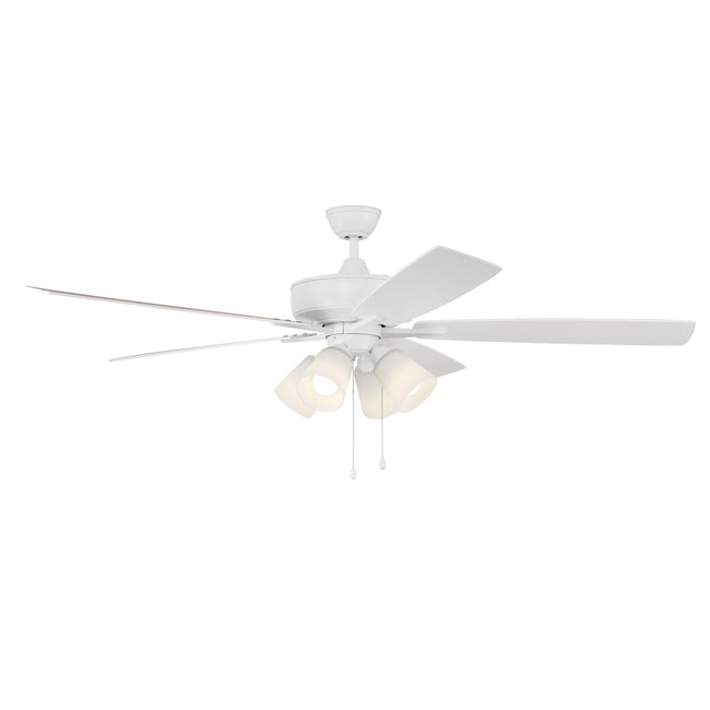 S114W5-60WWOK - Super Pro 114 60" 5 Blade Ceiling Fan with Light Kit - Pull Chain - White